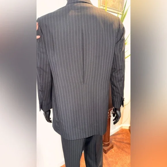 Black Pinstripe Custom Men's Suit - Rocky’s Custom Clothes